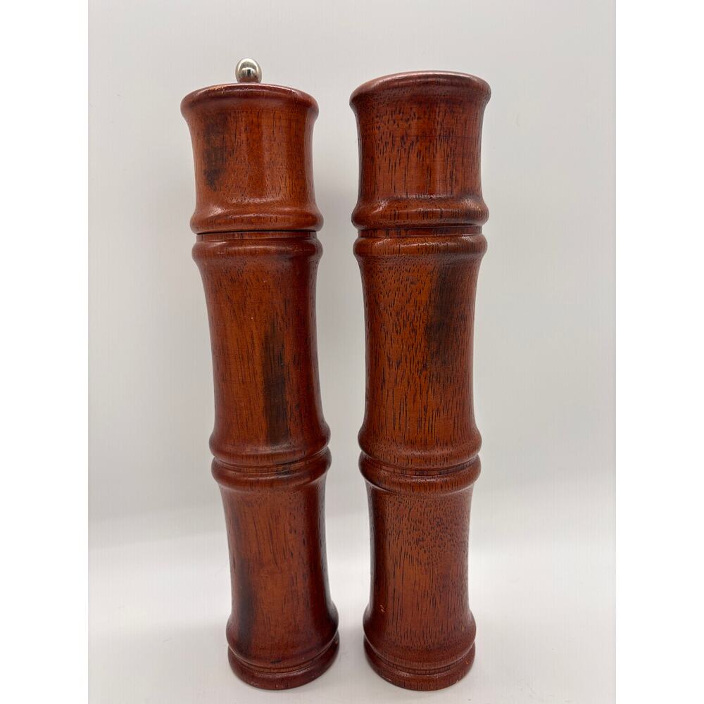 Vintage wood pepper mill grinder and salt shaker